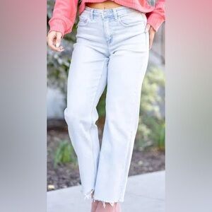 Mid Rise Slim Wide Leg Jeans in Meritorious